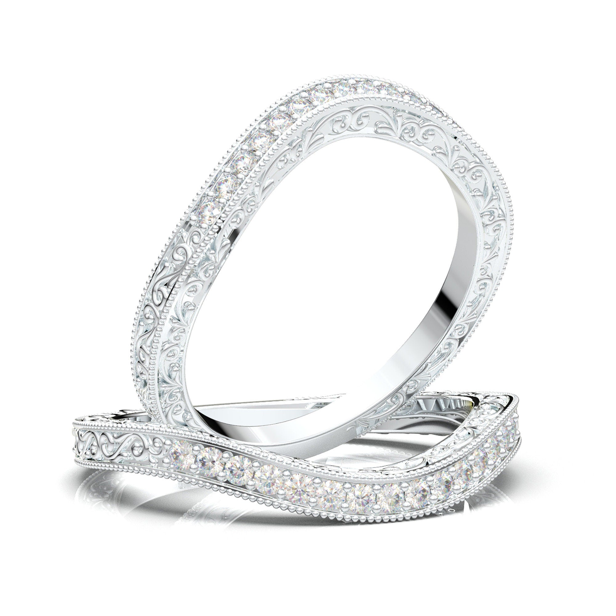 14k White Gold Infinity Ring - Polished Figure 8 Band, Size 8.25