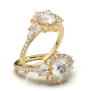 1 Carat Gold Engagement Ring, Yellow Gold Ring, Halo Engagement Ring, Women's Wedding Ring, Custom Engagement Ring, Round Engagement Ring