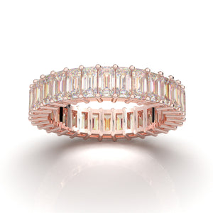 Rose Gold Eternity Band Emerald Cut Band 3 Carat Emerald 4x2 Band Stackable Band Forever One Moissanite Band Prong Band Diamond Wedding Band