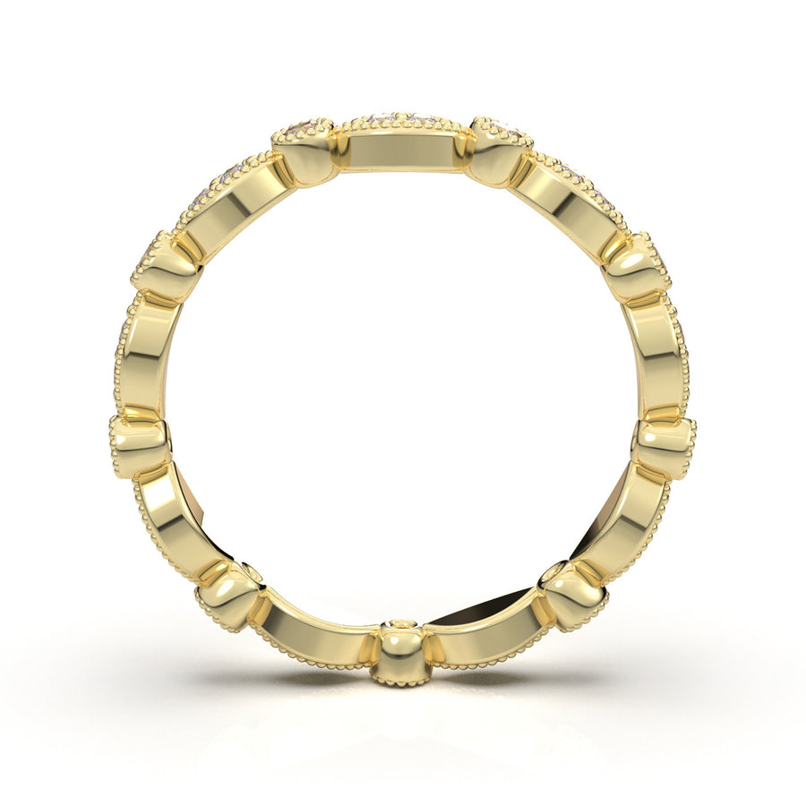 Eternity Band Yellow Gold Vintage Band Milgrain Band Art Deco Band Stackable Wedding Band Prong Band Engagement Band Anniversary Band 14K