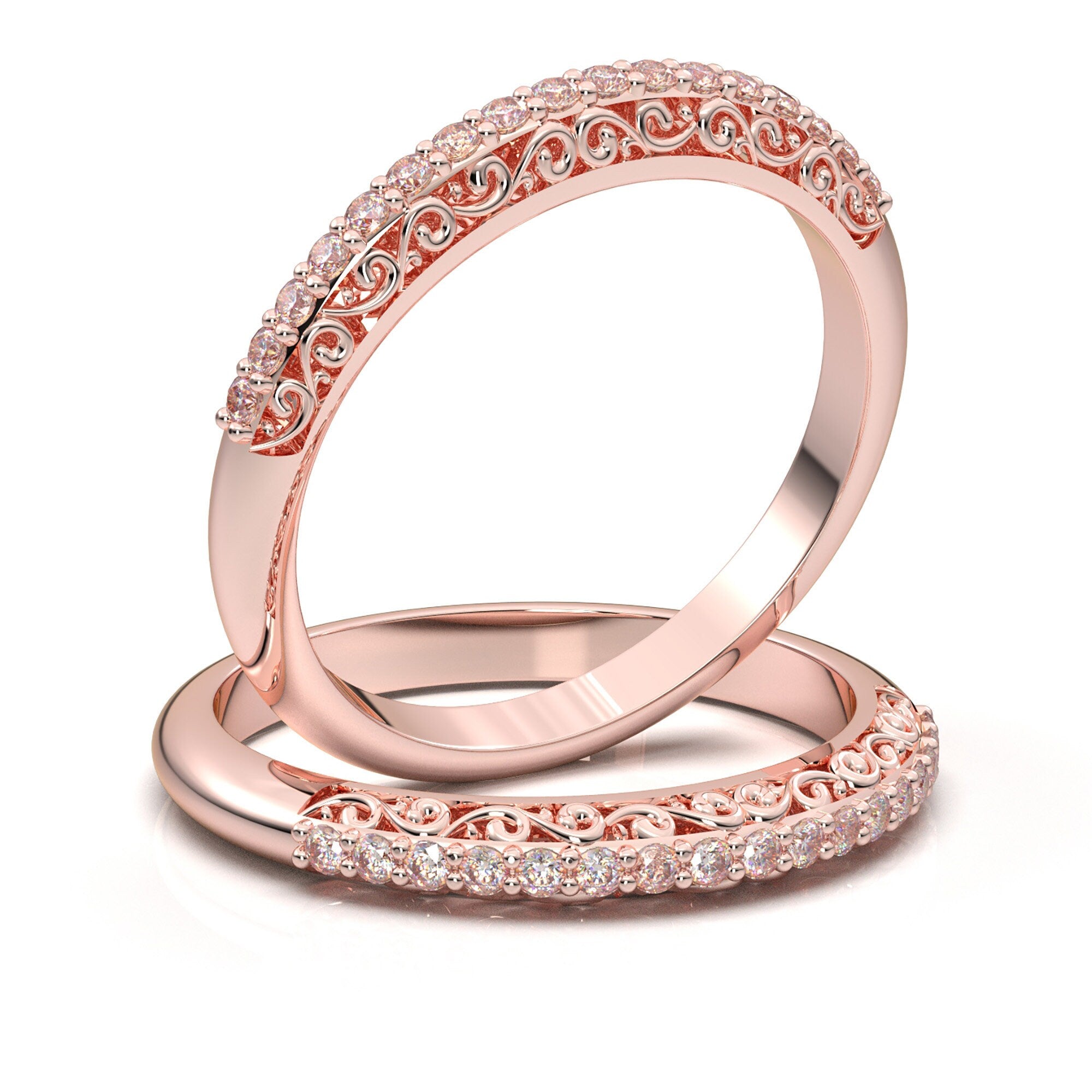 Affordable rose gold hot sale wedding bands