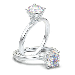 Solitaire Filigree Ring Without Stone In 14K White Gold