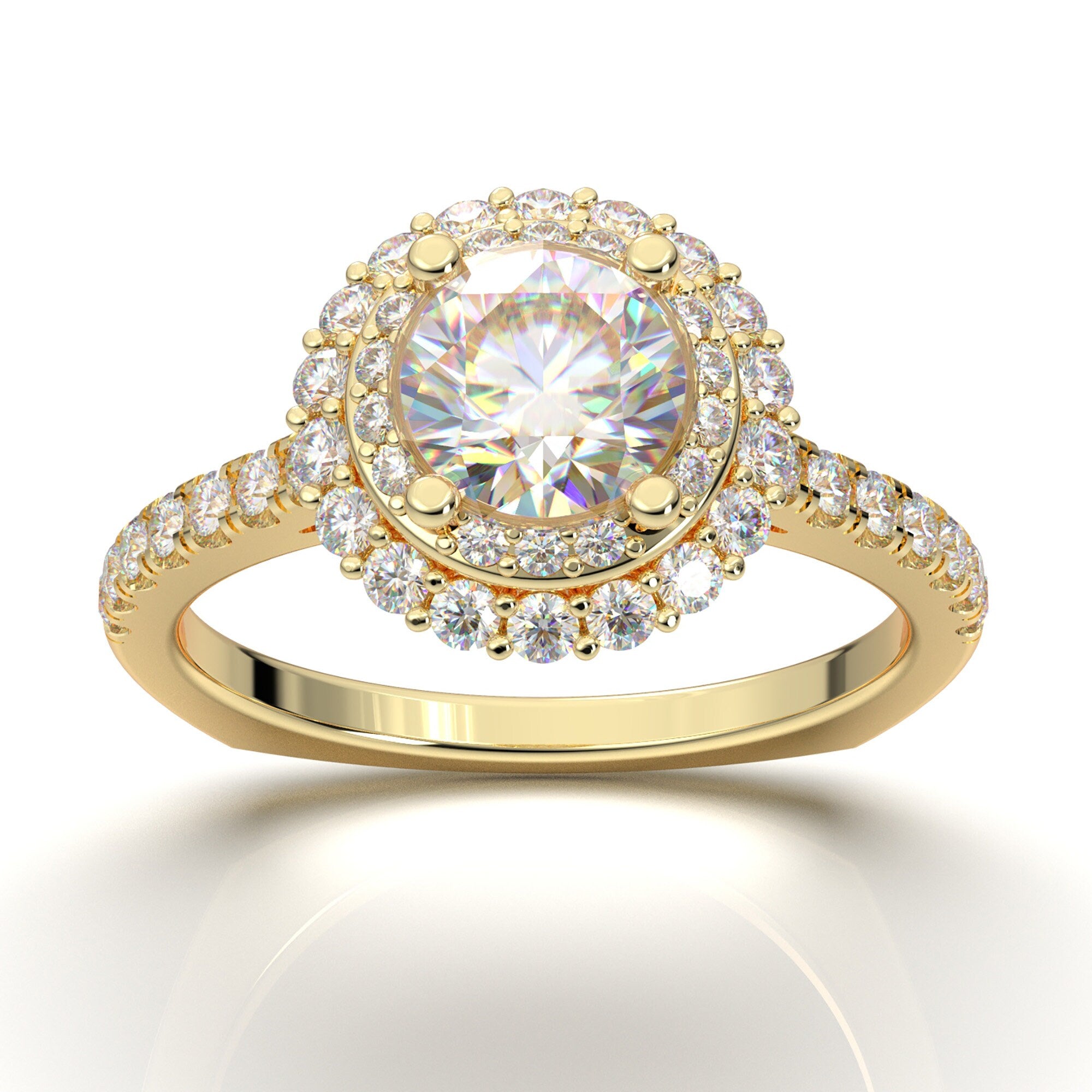 Delicate Rose Gold Engagement Ring features 0.75ct of total Diamonds