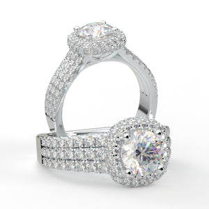 Rose Gold Ring, Halo Engagement Ring, Gift For Her, 1 Carat Ring, Moissanite Ring, Promise Ring, Real Diamond Ring, 14K Art Deco Ring