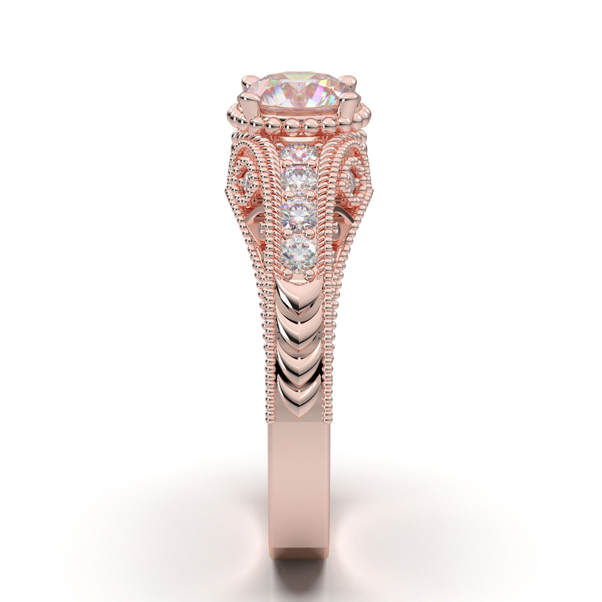 Late Art Deco Engagement Ring Transitional Cut Diamond 1.06ct H/VVS2 GIA