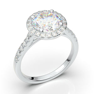 14K White Gold Engagement Ring, Moissanite Ring, Promise Ring, 2 Carat Ring, Diamond Ring For Women, Gift For Her, Halo Wedding Ring Woman