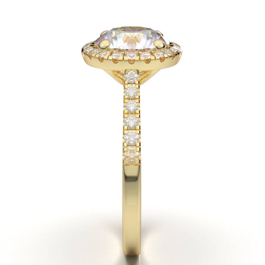 14K Yellow Gold Engagement Ring, Moissanite Ring, Promise Ring, 2 Carat Ring, Diamond Ring For Women, Gift For Her, Halo Wedding Ring Woman