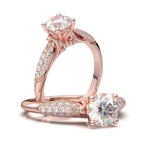 White Gold Engagement Ring, Vintage Art Deco Ring, 14K White Gold Ring, Moissanite Ring for Women, Diamond Wedding Ring Promise Ring For Her