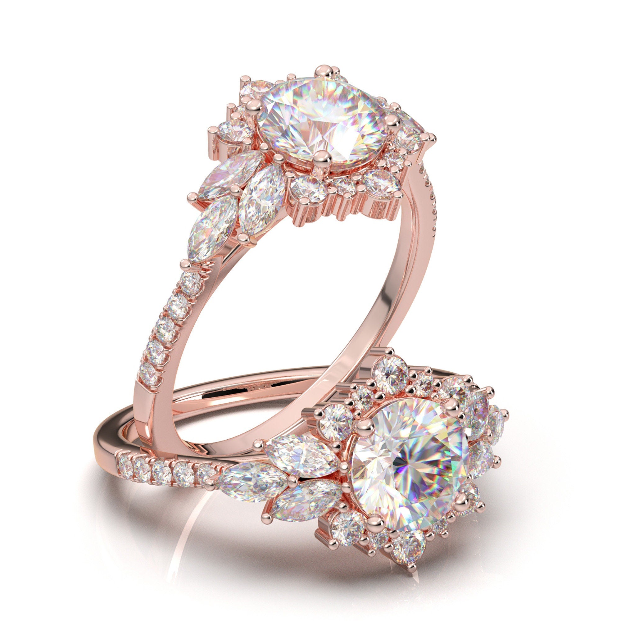 Metal Ring With Roses Rose Gold Engagement Rings Vintage