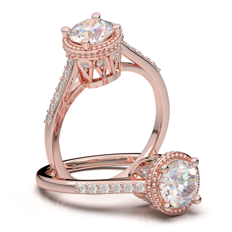 Engagement Ring, Rose Gold Wedding Ring, Promise Ring, Diamond Ring 1 Carat, Wedding Ring Set, Moissanite Ring Women, Vintage Wedding Ring
