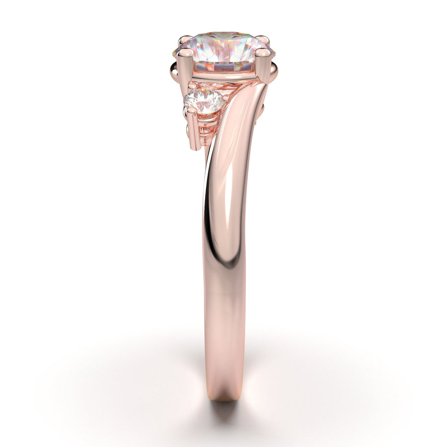 Rose Gold Ring, Three Stone Engagement Ring, Promise Moissanite Ring, Anniversary Gift, Diamond Wedding Ring, Minimalist Ring, Gift For Her