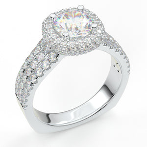 White Gold Engagement Ring, Halo Ring For Her, Pave Ring, Moissanite Ring, Promise Ring, Real Diamond Ring, 1 Carat Ring, 14K Gift For Her