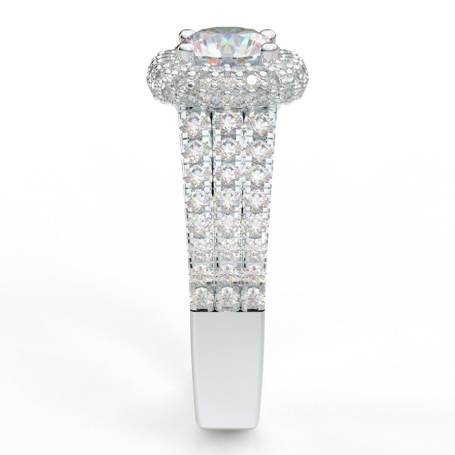 White Gold Engagement Ring, Halo Ring For Her, Pave Ring, Moissanite Ring, Promise Ring, Real Diamond Ring, 1 Carat Ring, 14K Gift For Her