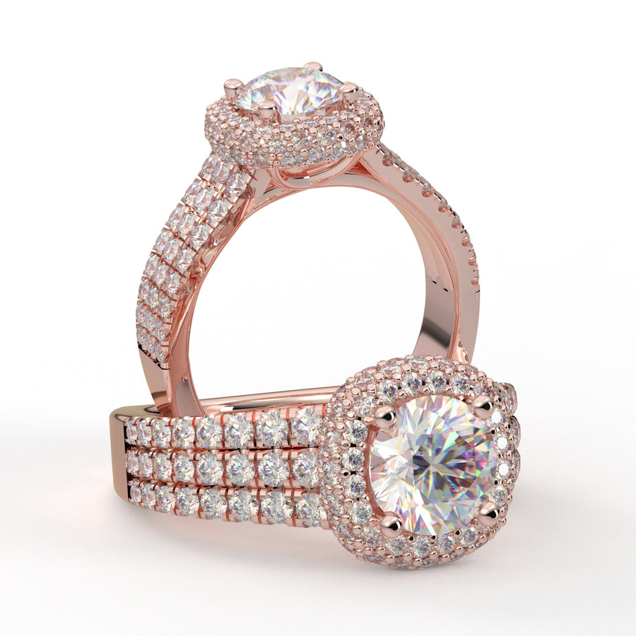 1 Carat Ring, 14K Yellow Gold Ring, Halo Engagement Ring, Gift For Her, Moissanite Ring, Promise Ring, Real Diamond Ring, Art Deco Wedding