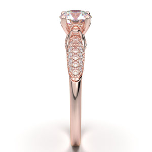 Rose Gold Engagement Ring, Vintage Art Deco Ring, 14K Rose Gold Ring, Moissanite Ring for Women, Diamond Wedding Ring Promise Ring For Her