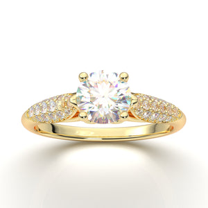 Yellow Gold Engagement Ring, Vintage Art Deco Ring, 14K White Gold Ring, Moissanite Ring for Women, Diamond Wedding Ring, Promise Ring Her