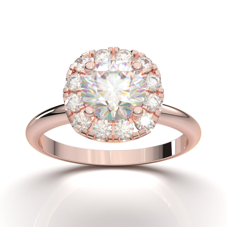 Rose Gold Ring, Engagement Ring For Women, Cushion Halo Ring Setting, Moissanite Ring, Classic Diamond Ring, Promise Ring, Anniversary Gift