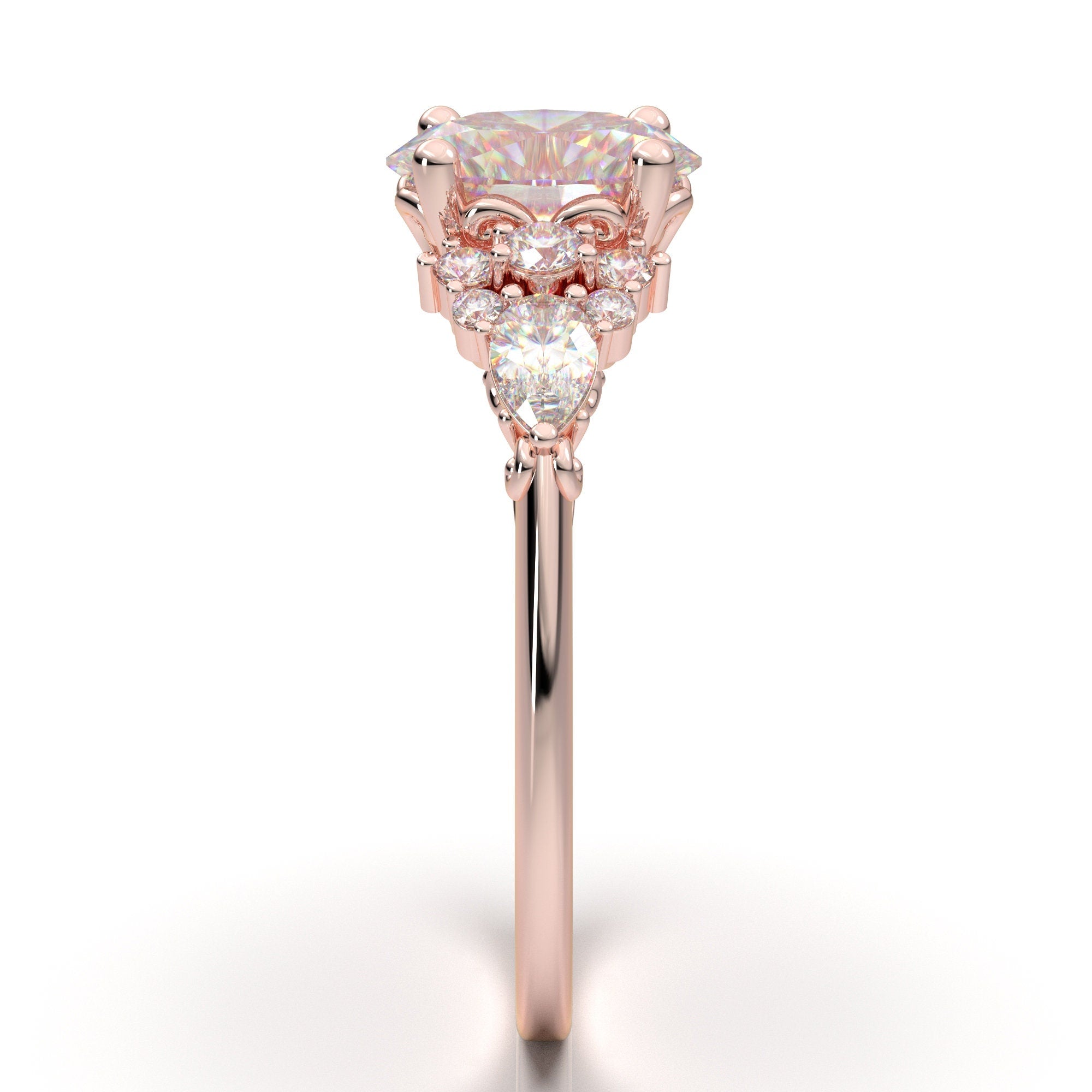 1.3 Ct. Round Cut Natural Diamond Natural Ultra Thin Pave Diamond  Engagement Ring (GIA Certified) | Diamond Mansion