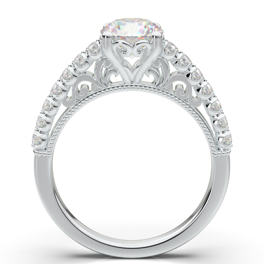 Engagement Ring For Women, White Gold Ring, Vintage Inspired Art Deco Ring, Moissanite Promise Ring, 1 Carat Ring, Anniversary Gift For Her