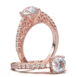 Engagement Ring For Women, White Gold Ring, Vintage Inspired Art Deco Ring, Moissanite Promise Ring, 1 Carat Ring, Anniversary Gift For Her