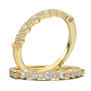 Art Deco Wedding Band, 14K White Gold Diamond Ring, Half Eternity Ring, Stacking Ring, Milgrain Wedding Band, Vintage Band, Matching Band