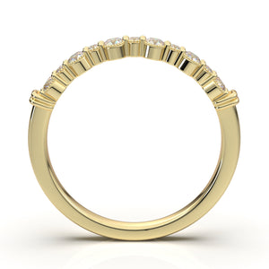 14K Yellow Gold Diamond Ring, Art Deco Wedding Band, Half Eternity Ring, Stacking Ring, Milgrain Wedding Band, Vintage Band, Matching Band