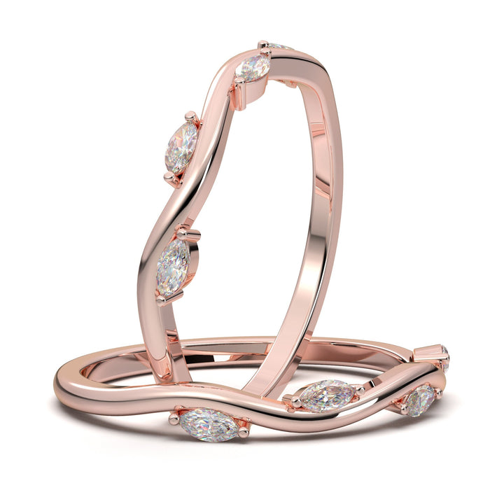Nature Themed Wedding rings Rose Gold Floral Ring ADLR270S