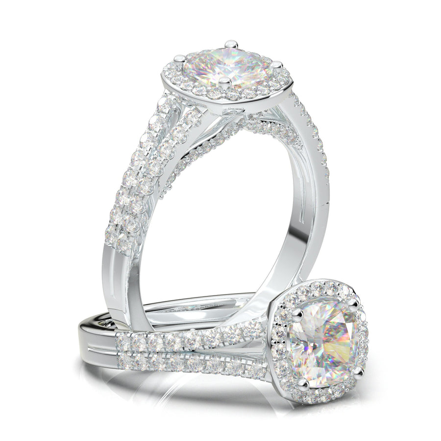 Rose Gold Diamond Ring, 14K Engagement Ring, Cushion Halo Ring, Moissanite Ring, Promise Ring, Diamond Ring For Her, Anniversary Gift