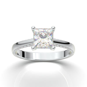 Princess Cut Engagement Ring, White Gold Ring, Diamond Ring For Women, Promise Ring For Her, Moissanite Ring, Square Ring, Anniversary Gift