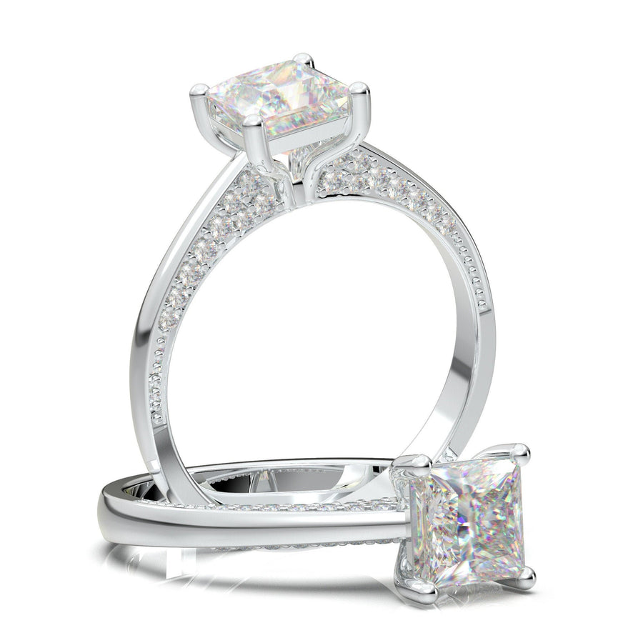 Princess Cut Engagement Ring, White Gold Ring, Diamond Ring For Women, Promise Ring For Her, Moissanite Ring, Square Ring, Anniversary Gift