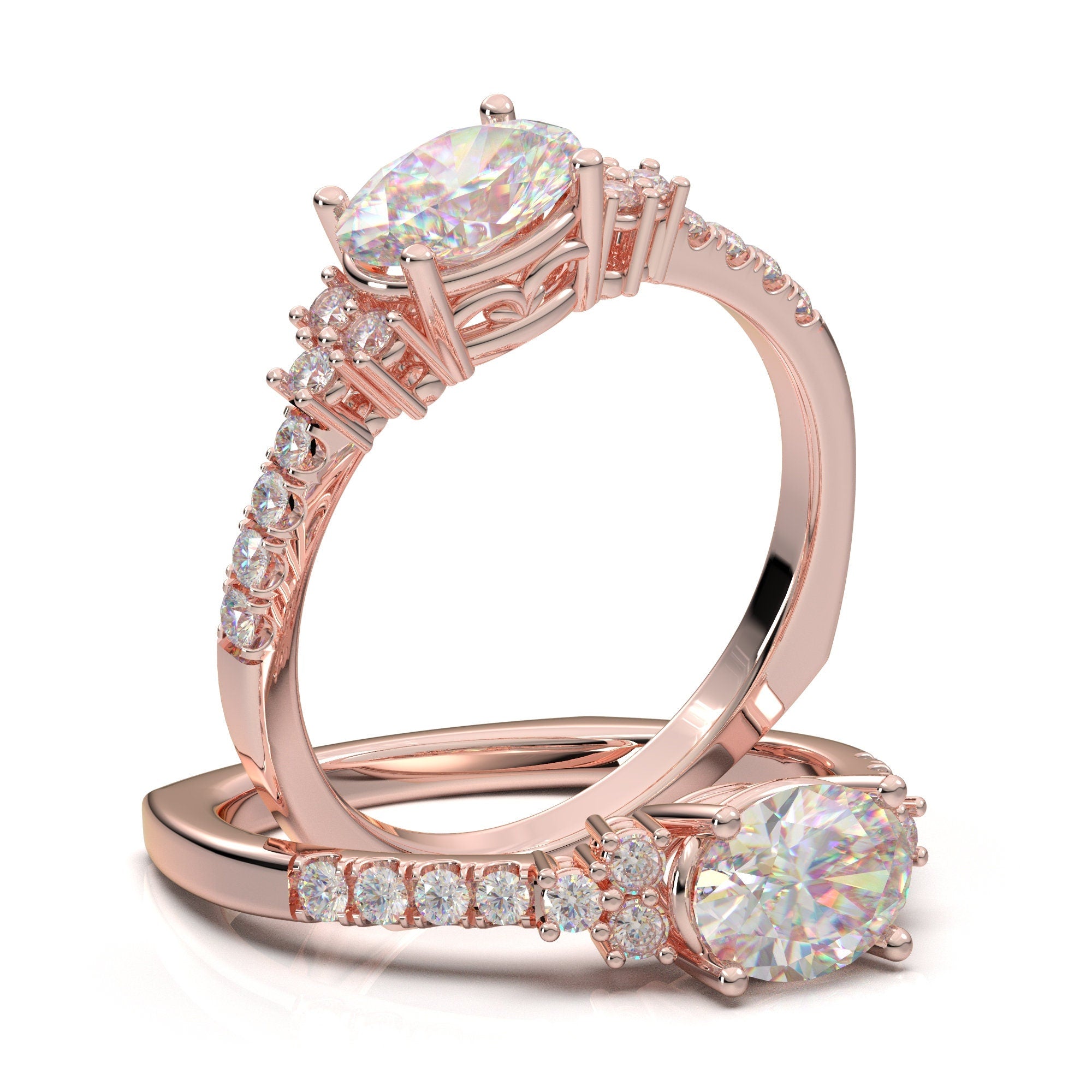 Diamond Wedding Band Thin Gold Ring One Gemstone Ring 