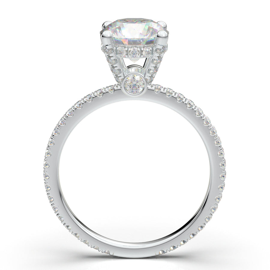 White Gold Engagement Ring, Hidden Halo Ring For Her, Dainty Moissanite Ring For Women, Thin Diamond Ring, 1.5 Carat Ring, Anniversary Gift