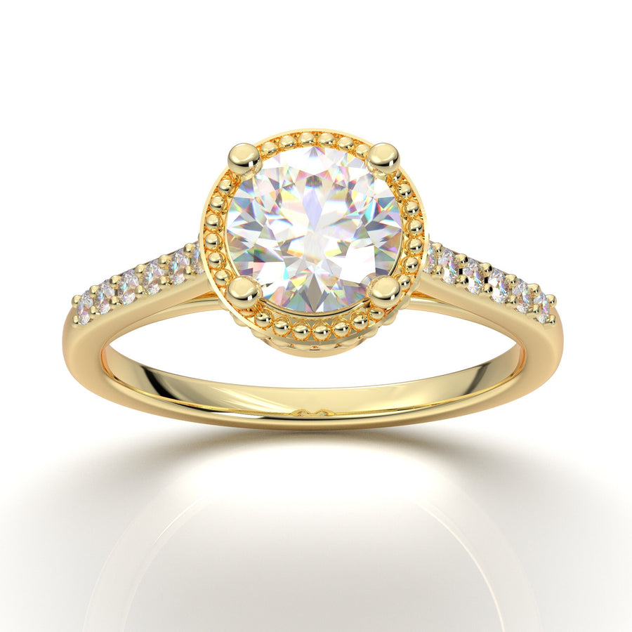 Engagement Ring, Yellow Gold Wedding Ring, Promise Ring, Diamond Ring 1 Carat, Wedding Ring Set, Moissanite Ring Women, Vintage Wedding Ring