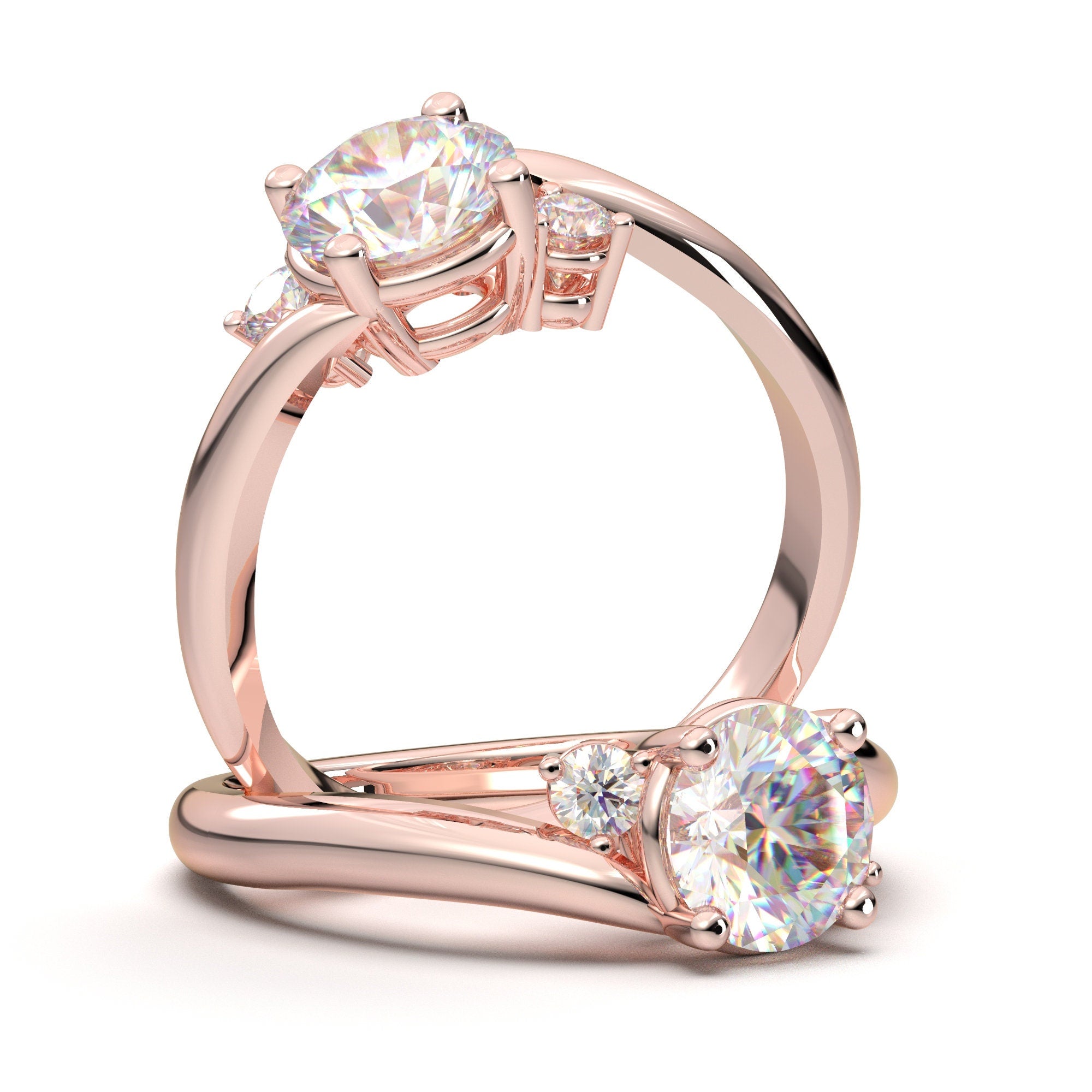 2.00 Ct Three Stone Diamond Engagement Ring Women Wedding Gift White Gold  Finish - Sunargi