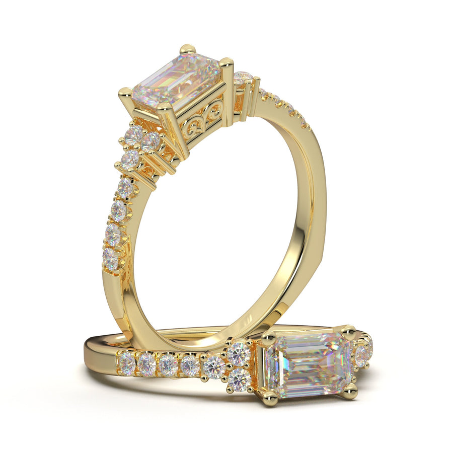 1 Carat Round Diamond Ring with Side Stone | Olivia Ewing