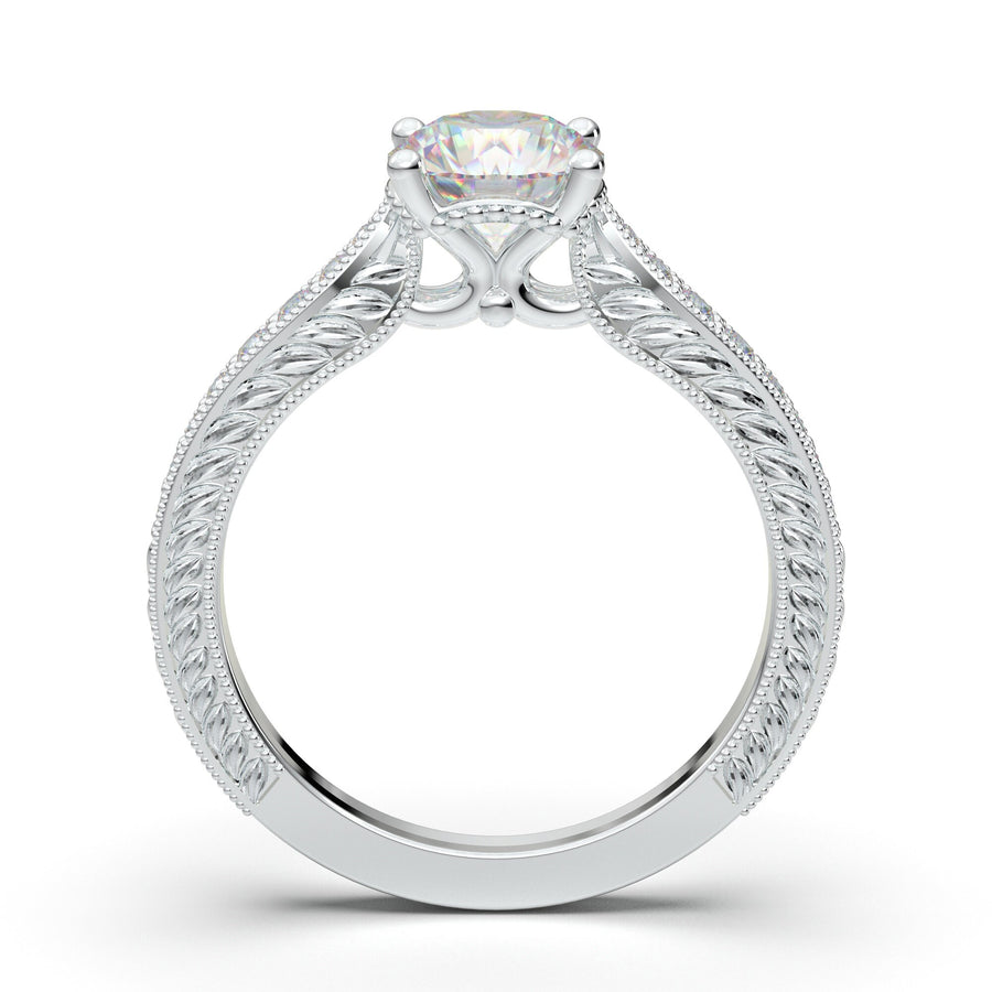 Vintage Diamond Ring For Women, 14K White Gold Engagement Ring, Promise Ring, Art Deco Inspired Ring, Moissanite Ring, Anniversary Gift Her