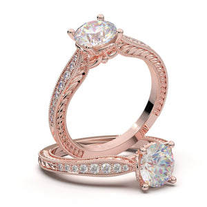 14K Rose Gold Diamond Ring Simple Gold Diamond Ring 
