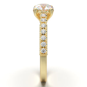 Engagement Ring For Women, Yellow Gold Diamond Ring, Vintage Inspired Art Deco Ring, Moissanite Promise Ring, 1 Carat Ring, Anniversary Gift