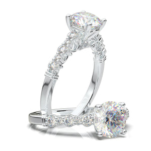 14K Solid White Gold Diamond Ring, Moissanite Engagement Ring, Promise
