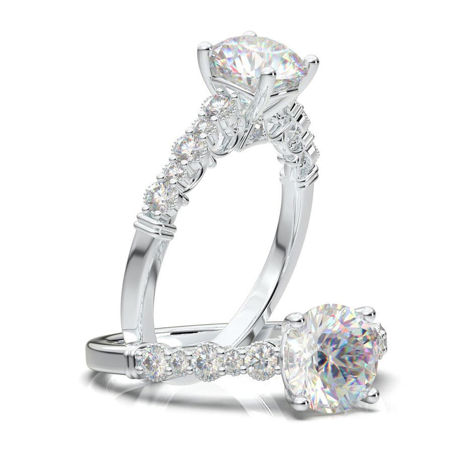 14K Solid Rose Gold Diamond Ring, Moissanite Engagement Ring, Promise Ring Women, Vintage Art Deco Ring, Anniversary Birthday Gift for Her