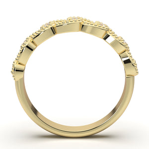 Petite Twist Half Eternity Ring, Infinity Diamond Wedding Band, Vintage Milgrain Ring, Stackable Ring, Promise Band, Anniversary Gift Ring