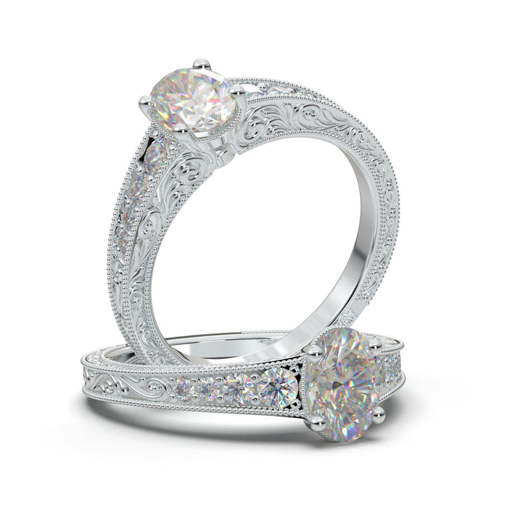 Moissanite Diamond Engagement Ring Forever One Center - Aura – Moissanite  Rings