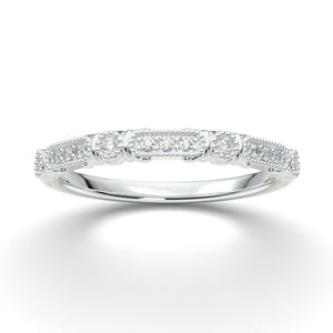 14K White Gold Ring for Women, Wedding Band, Vintage Art Deco Band, Stacking Ring, Diamond Wedding Band, Matching Ring, Anniversary Ring