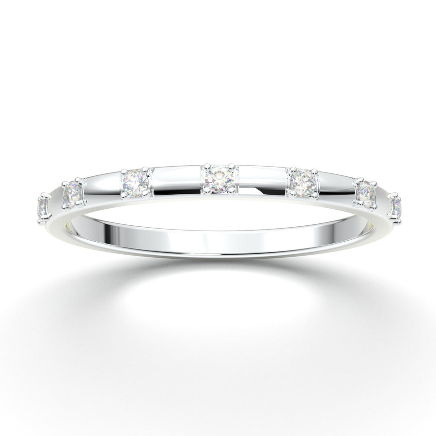 Diamond Wedding Ring, 1.3mm Natural Diamond Ring, Minimalist Wedding Band, 14K White Gold Wedding Band, Engagement Band, Anniversary Gift