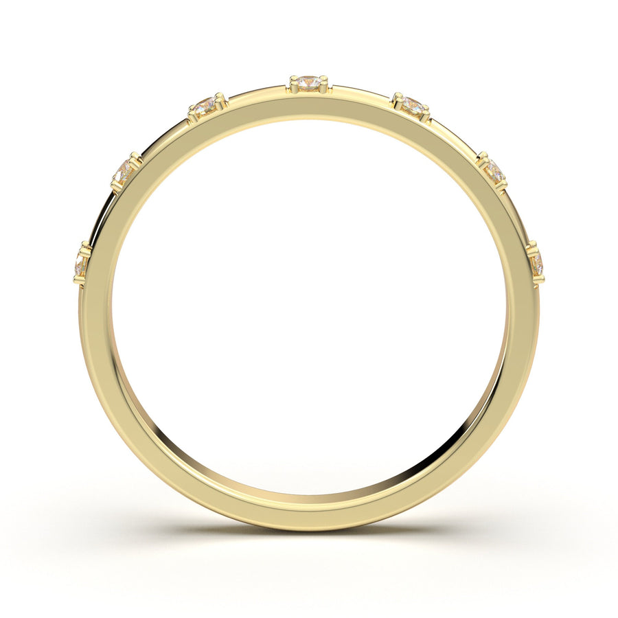 Diamond Wedding Ring, 1.3mm Natural Diamond Ring, Minimalist Wedding Band, 14K Solid Gold Wedding Band, Engagement Band, Anniversary Gift