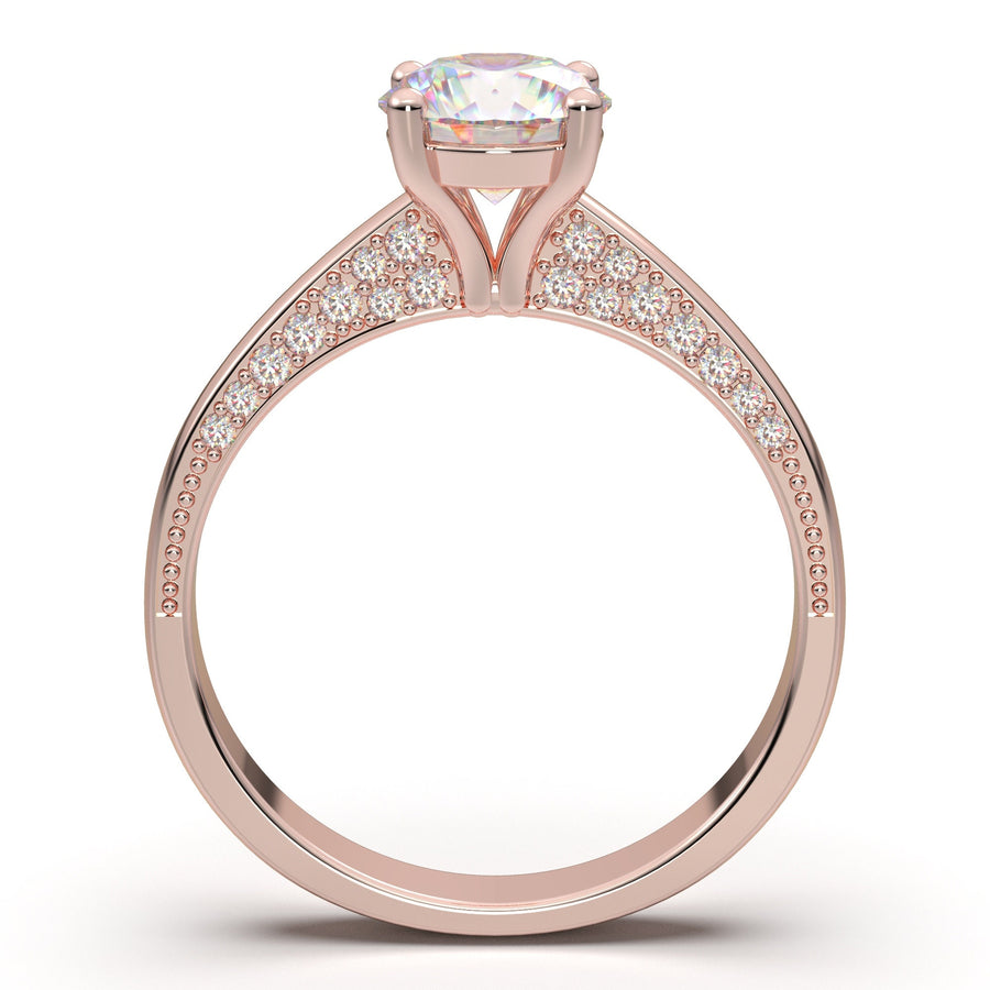 Cluster Engagement Ring, 14K Rose Gold Ring, Moissanite Ring For Women, Minimalist Ring For Her, Diamond Wedding Ring, Promise Bridal Ring