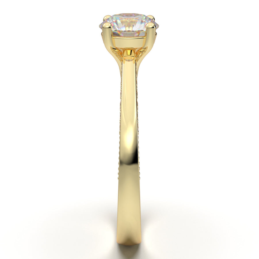 Cluster Engagement Ring, 14K Yellow Gold Ring, Moissanite Ring For Women, Minimalist Ring For Her, Diamond Wedding Ring, Promise Bridal Ring