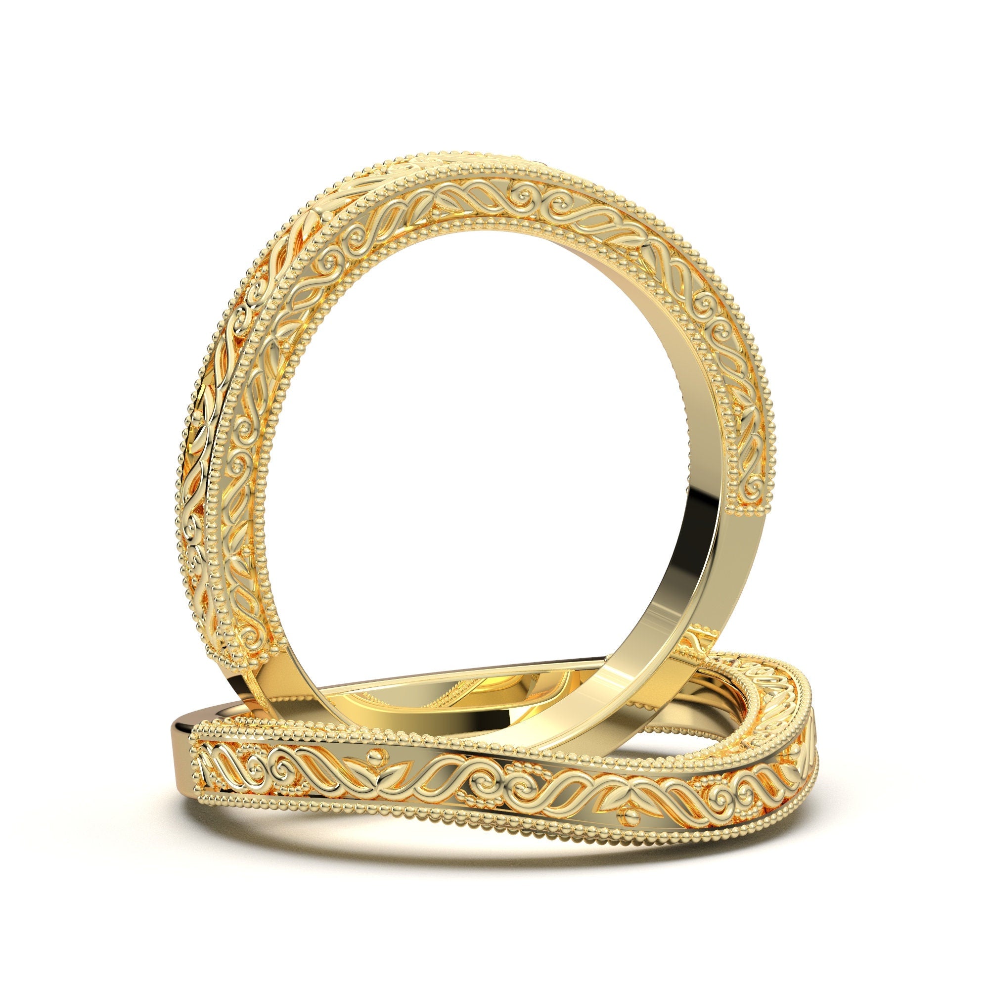Delicate Leaf Design Stacking Ring in Rose Gold — kisnagems.co.uk