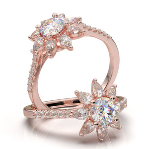 Vintage Moissanite Engagement Ring, Rose Gold Ring, Halo Engagement Ring, Unique Moissanite Wedding Ring, Bridal Ring, Anniversary Ring