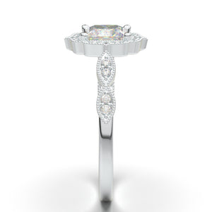 Princess Cut Engagement Ring, Princess Cut Art Deco Engagement Ring, Vintage Inspired Ring, Halo Wedding Ring, Promise Ring, White Gold Ring